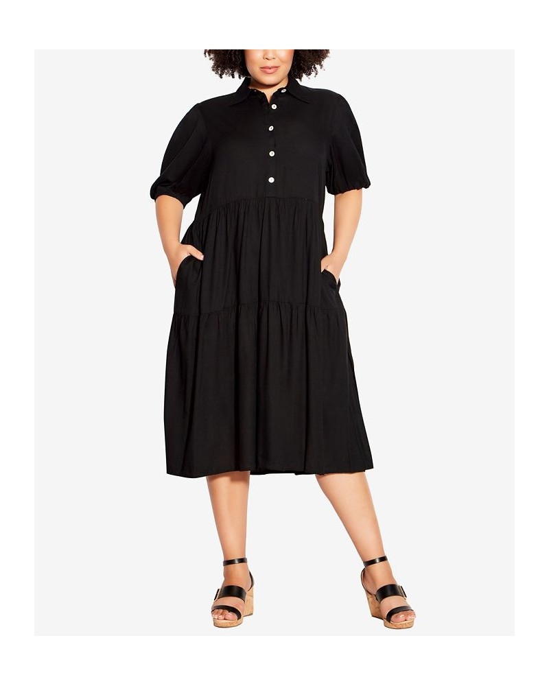 Plus Size Majesty Plain Midi Dress Black $27.61 Dresses