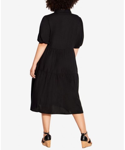 Plus Size Majesty Plain Midi Dress Black $27.61 Dresses