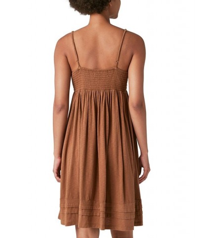 Women's Schiffley Smocked Embroidered Dress Brown $47.96 Dresses