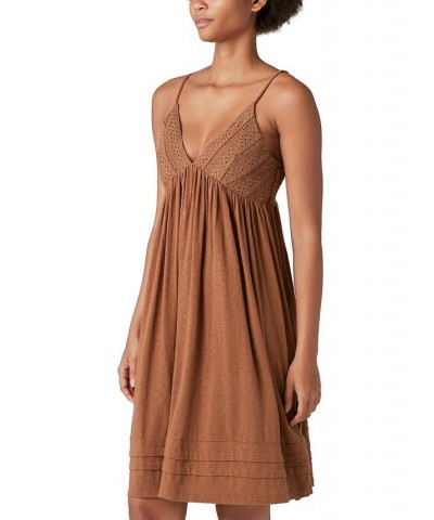 Women's Schiffley Smocked Embroidered Dress Brown $47.96 Dresses