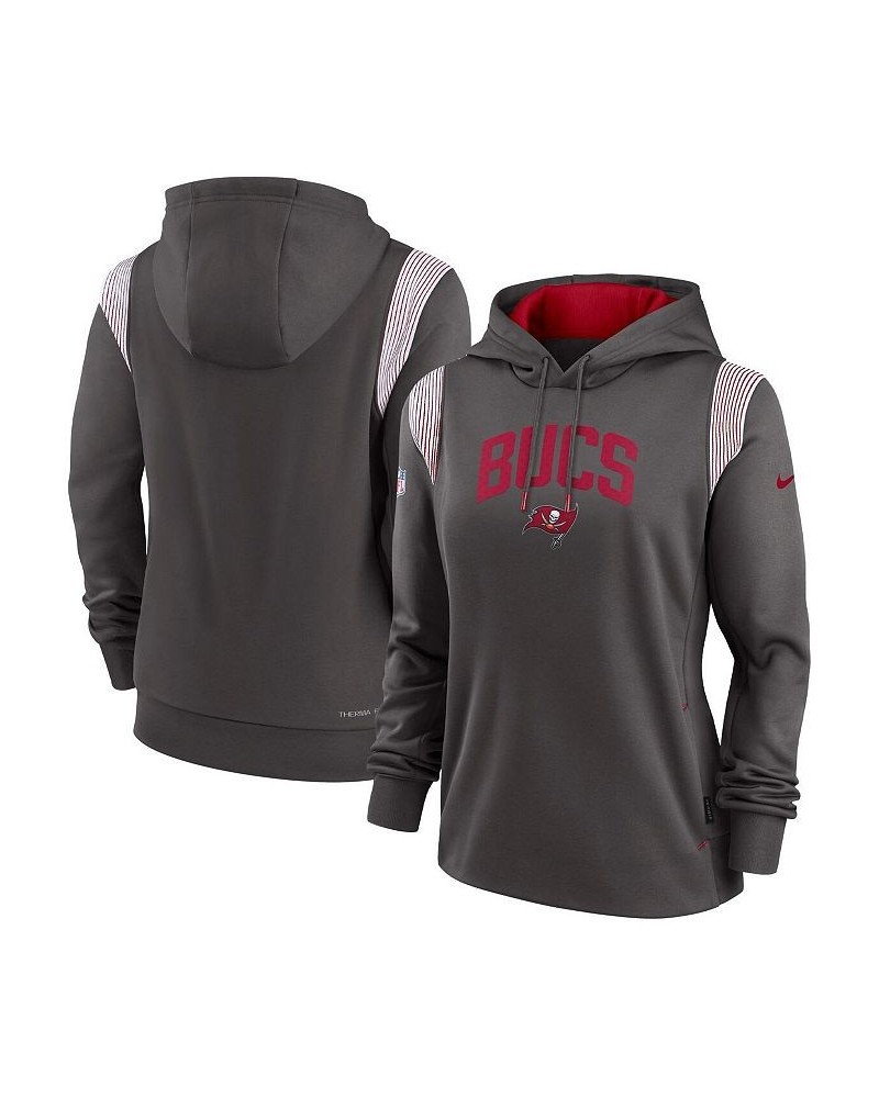 Women's Pewter Tampa Bay Buccaneers Sideline Stack Performance Pullover Hoodie Pewter $50.34 Sweatshirts