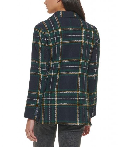 Women's Wool Blend Blazer Black Watch Multi Check $41.00 Jackets