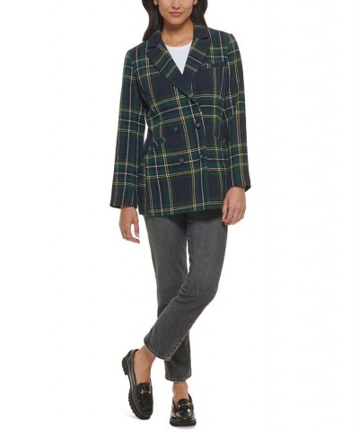 Women's Wool Blend Blazer Black Watch Multi Check $41.00 Jackets