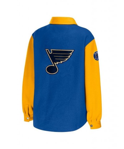 Women's Blue Gold St. Louis Blues Colorblock Button-Up Shirt Jacket Blue, Gold $46.00 Jackets