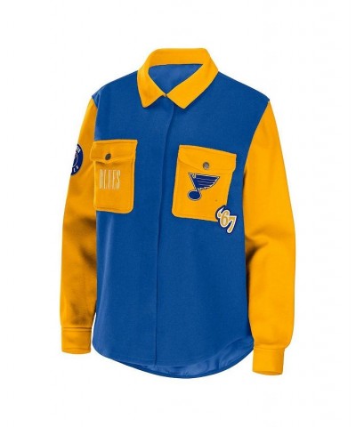 Women's Blue Gold St. Louis Blues Colorblock Button-Up Shirt Jacket Blue, Gold $46.00 Jackets