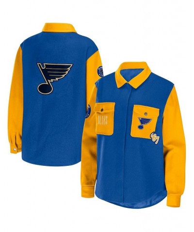 Women's Blue Gold St. Louis Blues Colorblock Button-Up Shirt Jacket Blue, Gold $46.00 Jackets