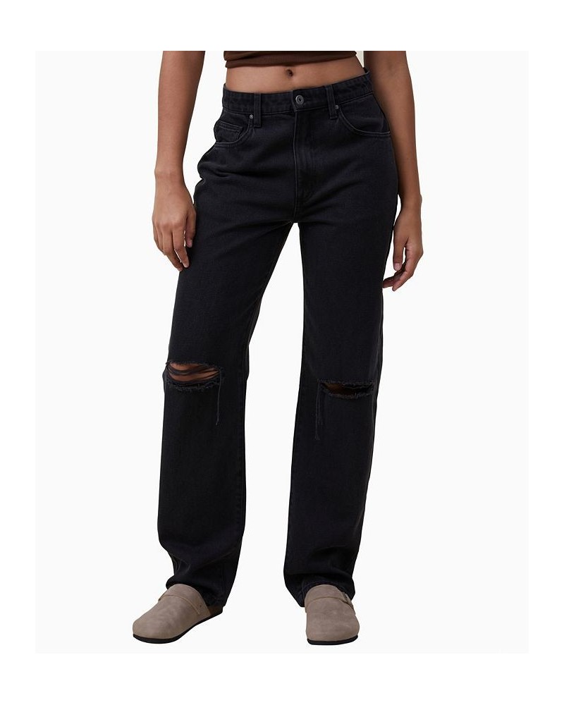 Women's Long Straight Jeans Graphite Black Rip $28.70 Jeans