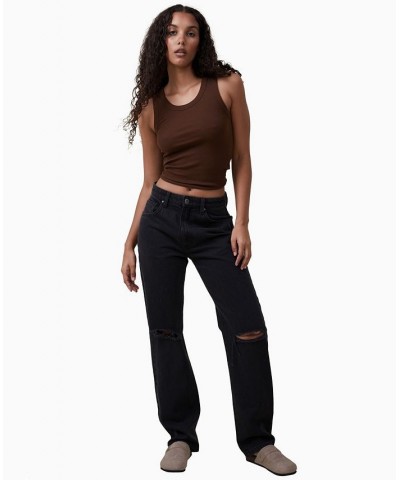 Women's Long Straight Jeans Graphite Black Rip $28.70 Jeans