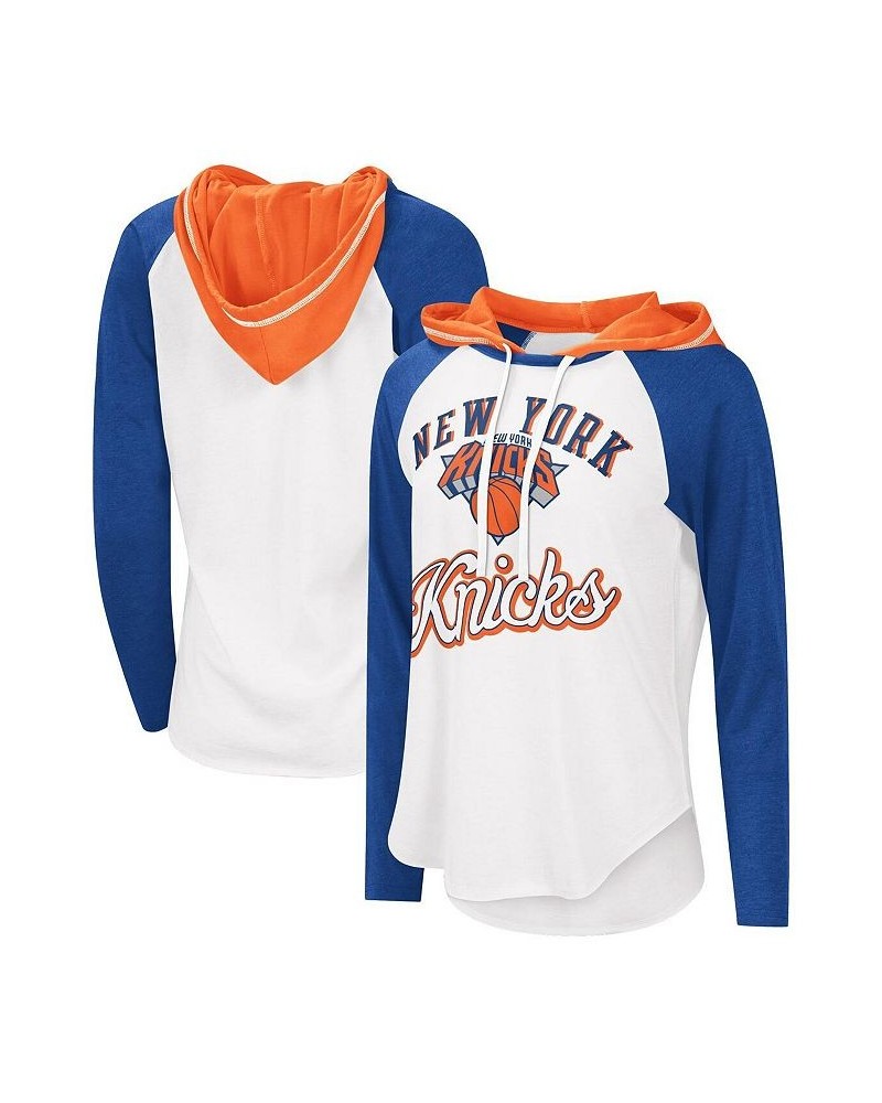 Women's White New York Knicks MVP Raglan Hoodie Long Sleeve T-shirt White $21.00 Tops