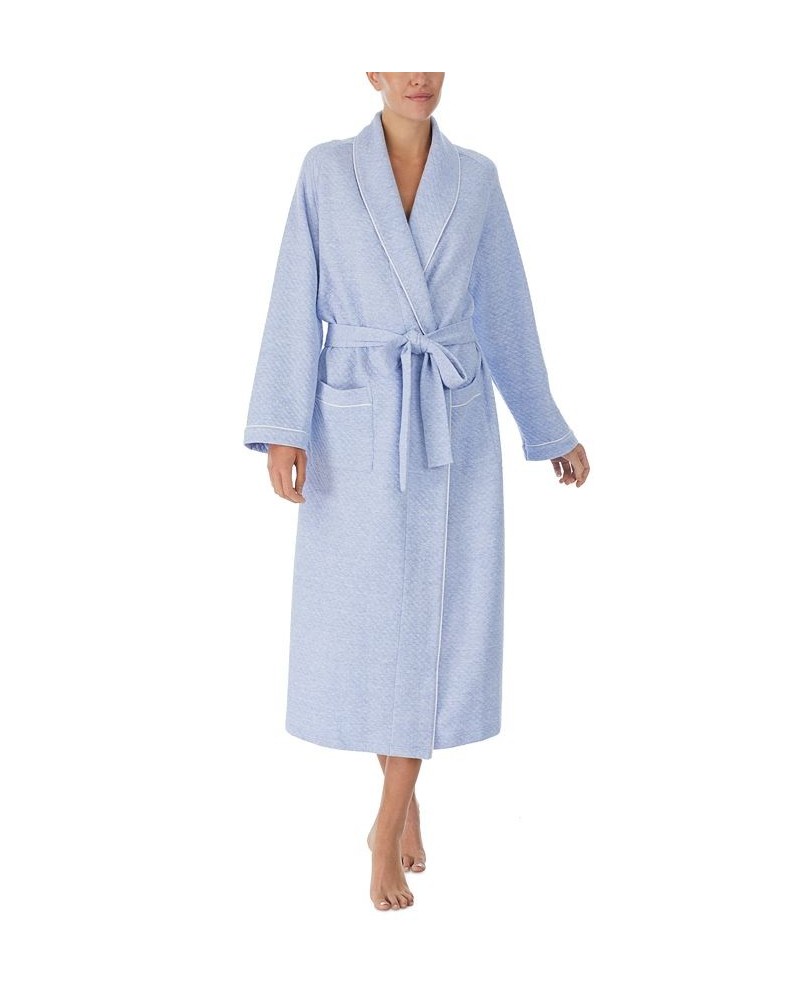 Women's Belted Quilted Long-Sleeve Wrap Robe Blue $51.94 Sleepwear