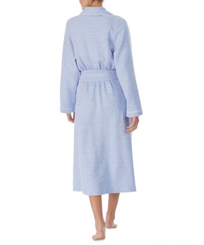 Women's Belted Quilted Long-Sleeve Wrap Robe Blue $51.94 Sleepwear