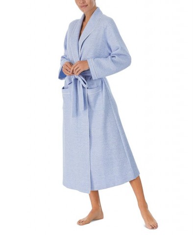 Women's Belted Quilted Long-Sleeve Wrap Robe Blue $51.94 Sleepwear