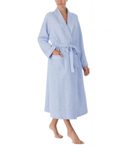 Women's Belted Quilted Long-Sleeve Wrap Robe Blue $51.94 Sleepwear