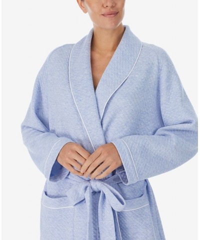 Women's Belted Quilted Long-Sleeve Wrap Robe Blue $51.94 Sleepwear