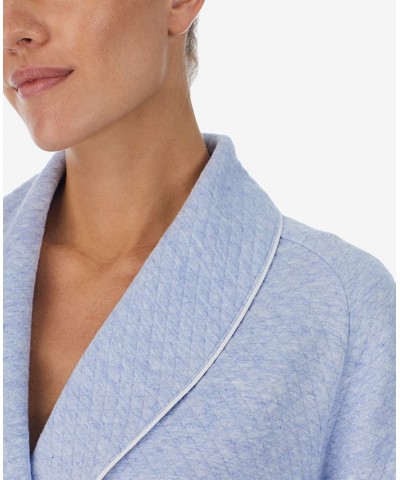 Women's Belted Quilted Long-Sleeve Wrap Robe Blue $51.94 Sleepwear