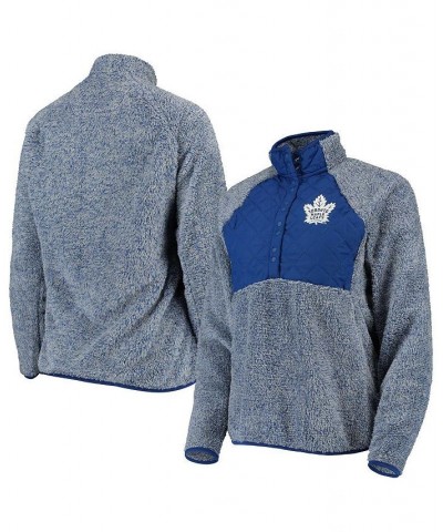 Women's Blue Heathered Gray Toronto Maple Leafs Surround Sherpa Quarter-Snap Pullover Jacket Blue, Heathered Gray $30.75 Jackets