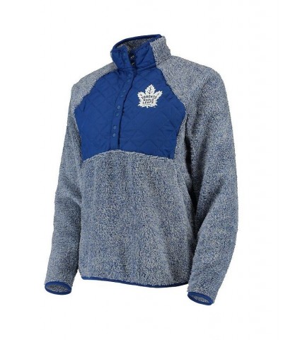 Women's Blue Heathered Gray Toronto Maple Leafs Surround Sherpa Quarter-Snap Pullover Jacket Blue, Heathered Gray $30.75 Jackets