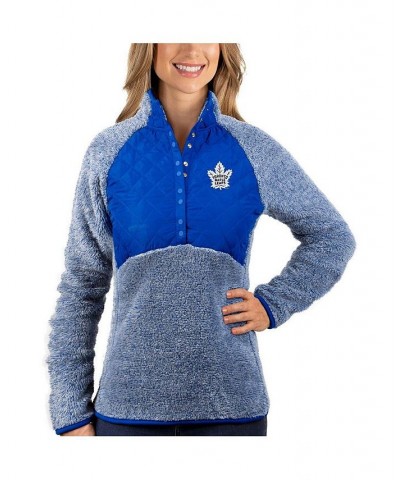 Women's Blue Heathered Gray Toronto Maple Leafs Surround Sherpa Quarter-Snap Pullover Jacket Blue, Heathered Gray $30.75 Jackets