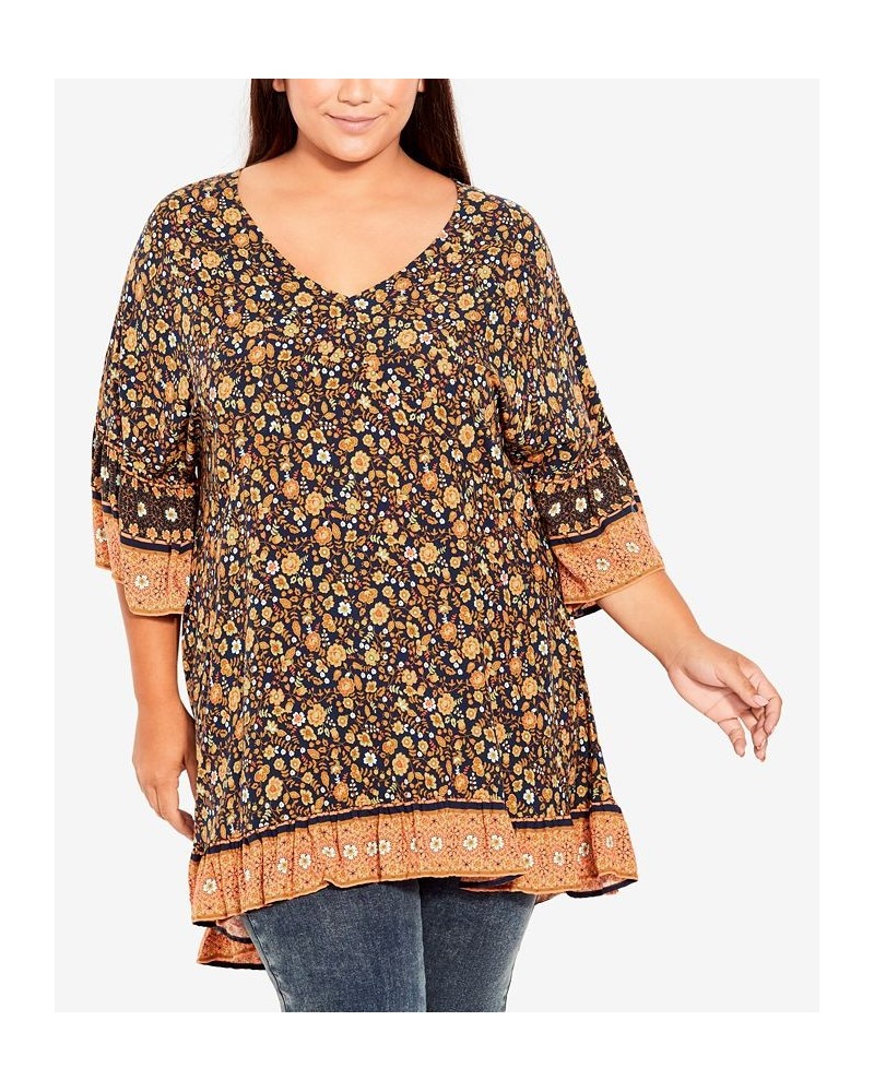 Plus Size Harper Border Tunic Top Good Vibe Border $19.39 Tops