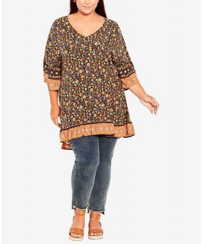 Plus Size Harper Border Tunic Top Good Vibe Border $19.39 Tops