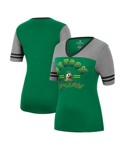Women's Green Heathered Gray Oregon Ducks There You Are V-Neck T-shirt Green, Heathered Gray $20.70 Tops