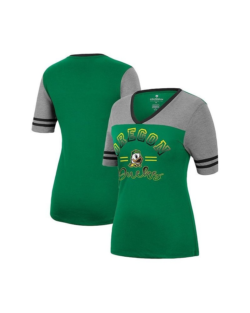 Women's Green Heathered Gray Oregon Ducks There You Are V-Neck T-shirt Green, Heathered Gray $20.70 Tops