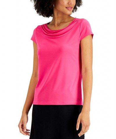 Women's Cowl-Neck Short-Sleeve Top Pink Perfection $16.66 Tops