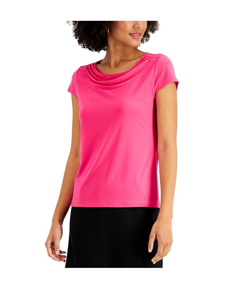 Women's Cowl-Neck Short-Sleeve Top Pink Perfection $16.66 Tops