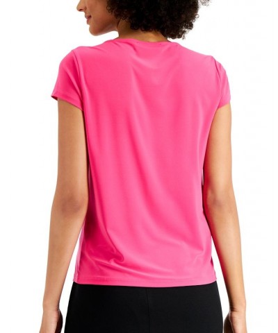 Women's Cowl-Neck Short-Sleeve Top Pink Perfection $16.66 Tops