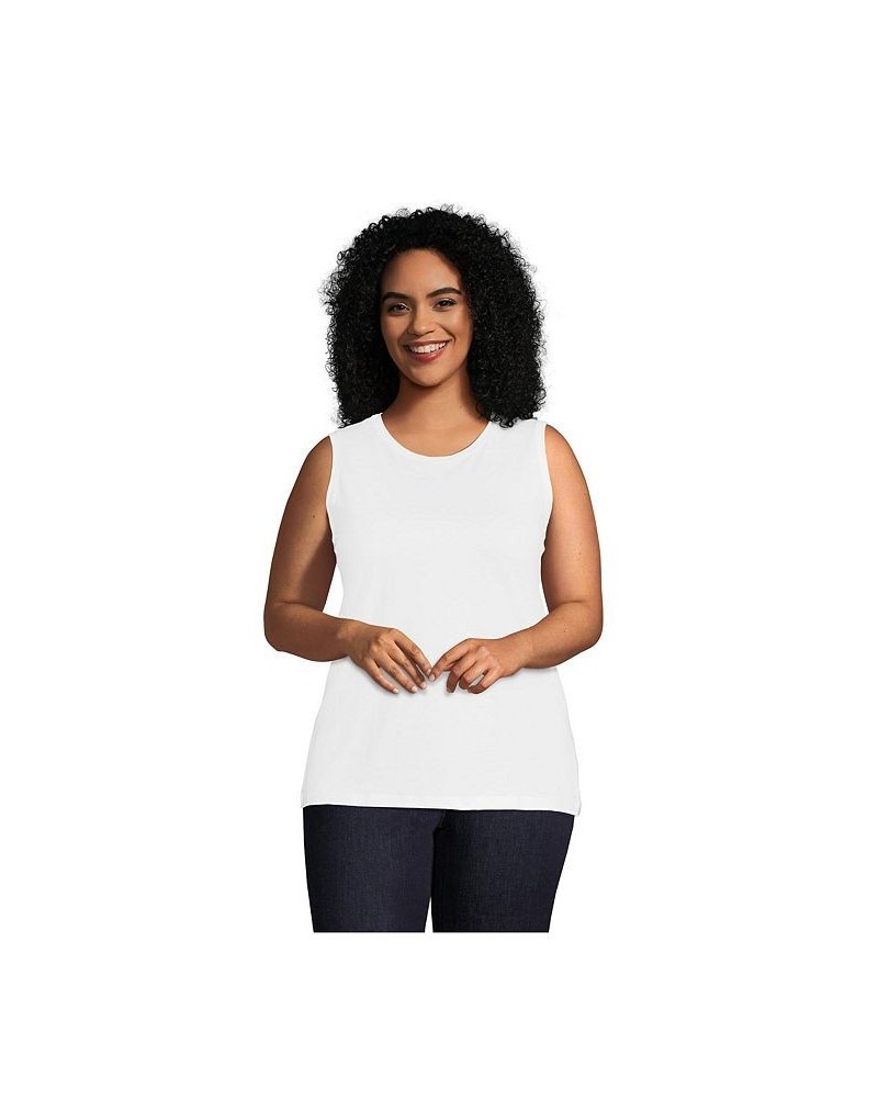 Women's Plus Size Supima Cotton Crew Neck Tank Top White $20.19 Tops