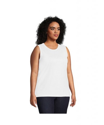 Women's Plus Size Supima Cotton Crew Neck Tank Top White $20.19 Tops