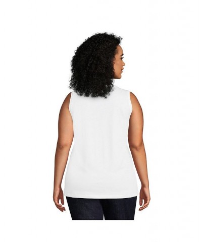 Women's Plus Size Supima Cotton Crew Neck Tank Top White $20.19 Tops