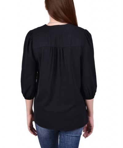 Petite Balloon Sleeve Pullover with Necklace Black $13.20 Tops