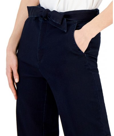 Women's High-Rise Tie-Front Denim Pants Indigo Rinse Wash $30.08 Jeans