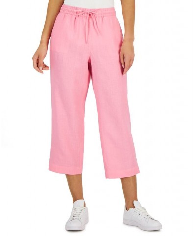 Petite Cropped Linen Pants Peony $26.40 Pants