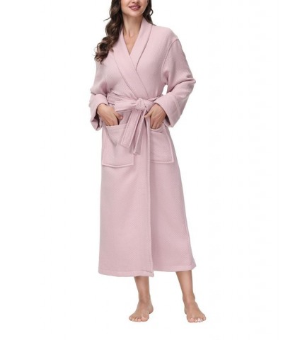 Women's Diamond Waffle Look Robe Pink $32.56 Sleepwear