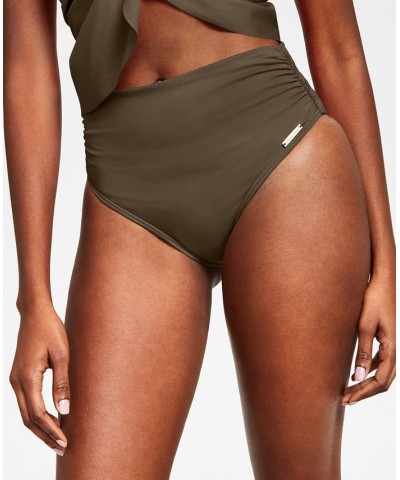 High-Waisted Bikini Bottoms Dark Fatigue Green $36.66 Swimsuits