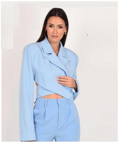 Zaine Cropped Backless Women's Blue Blazer Blue $54.06 Jackets