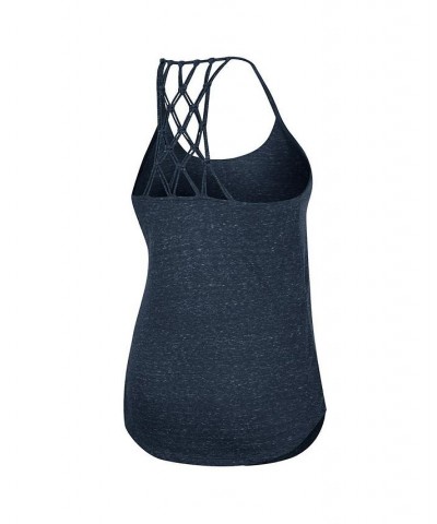 Women's Navy Michigan Wolverines Glenda Macrame Racerback Scoop Neck Tank Top Navy $21.99 Tops