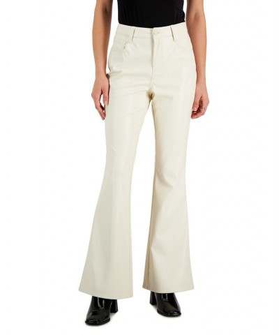 Juniors' Faux-Leather Flare Jeans White $14.40 Jeans