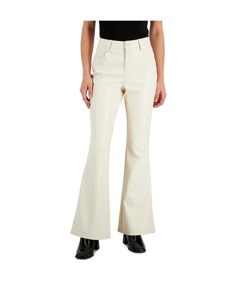 Juniors' Faux-Leather Flare Jeans White $14.40 Jeans