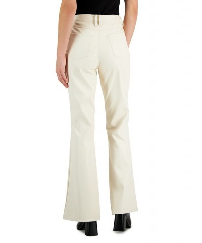 Juniors' Faux-Leather Flare Jeans White $14.40 Jeans