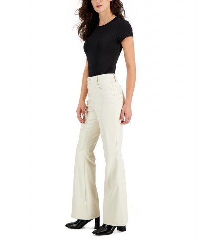 Juniors' Faux-Leather Flare Jeans White $14.40 Jeans