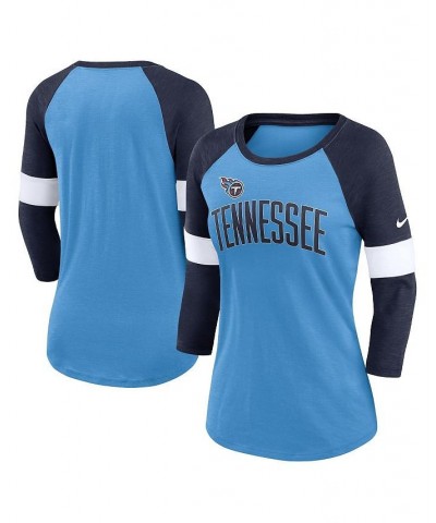 Women's Tennessee Titans Light Blue and Heather Navy Football Pride Raglan 3/4-Sleeve T-shirt Light Blue, Heather Navy $28.59...