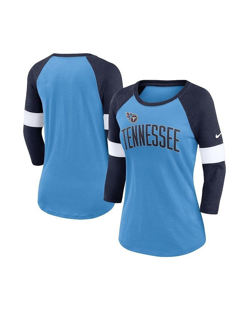 Women's Tennessee Titans Light Blue and Heather Navy Football Pride Raglan 3/4-Sleeve T-shirt Light Blue, Heather Navy $28.59...