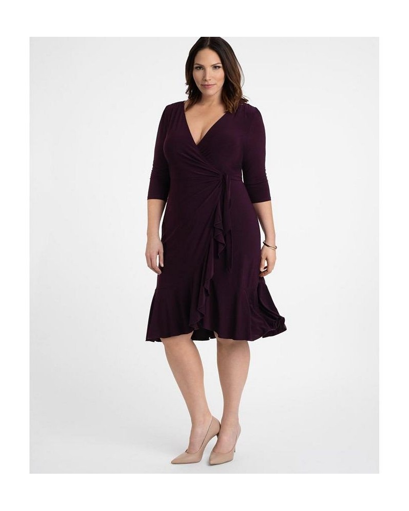 Women's Plus Size Whimsy Wrap Dress Plum $52.92 Dresses