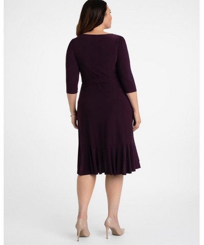 Women's Plus Size Whimsy Wrap Dress Plum $52.92 Dresses