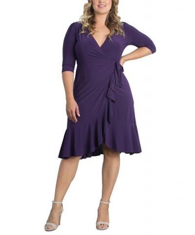 Women's Plus Size Whimsy Wrap Dress Plum $52.92 Dresses