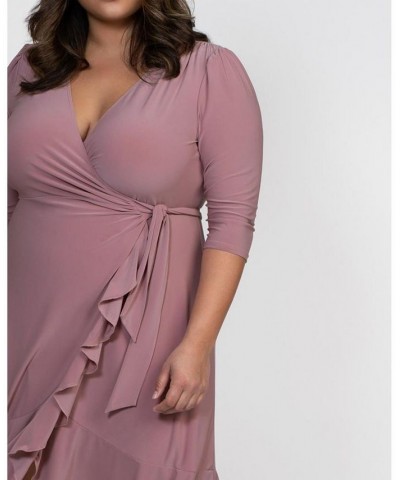 Women's Plus Size Whimsy Wrap Dress Plum $52.92 Dresses