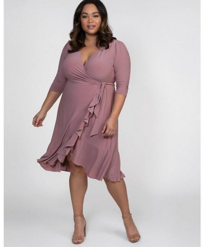 Women's Plus Size Whimsy Wrap Dress Plum $52.92 Dresses